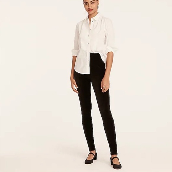 J.Crew Black Italian Stretch Velvet Leggings Mario Bellucci Size MP - Picture 1 of 12